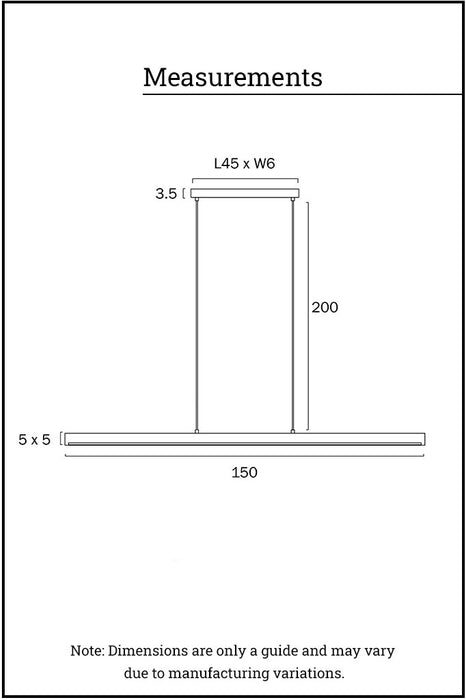 measurements of timber pendant light