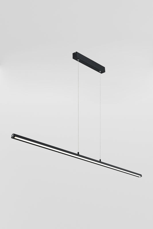 Linear LED pendant light in black. 