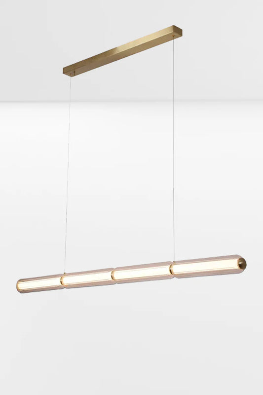 LED linear pendant light in gold