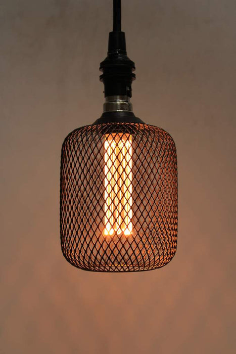Black mesh cylinder shaped bulb
