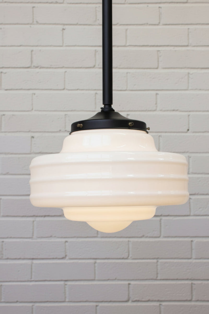 schoolhouse pendant light with rod suspension