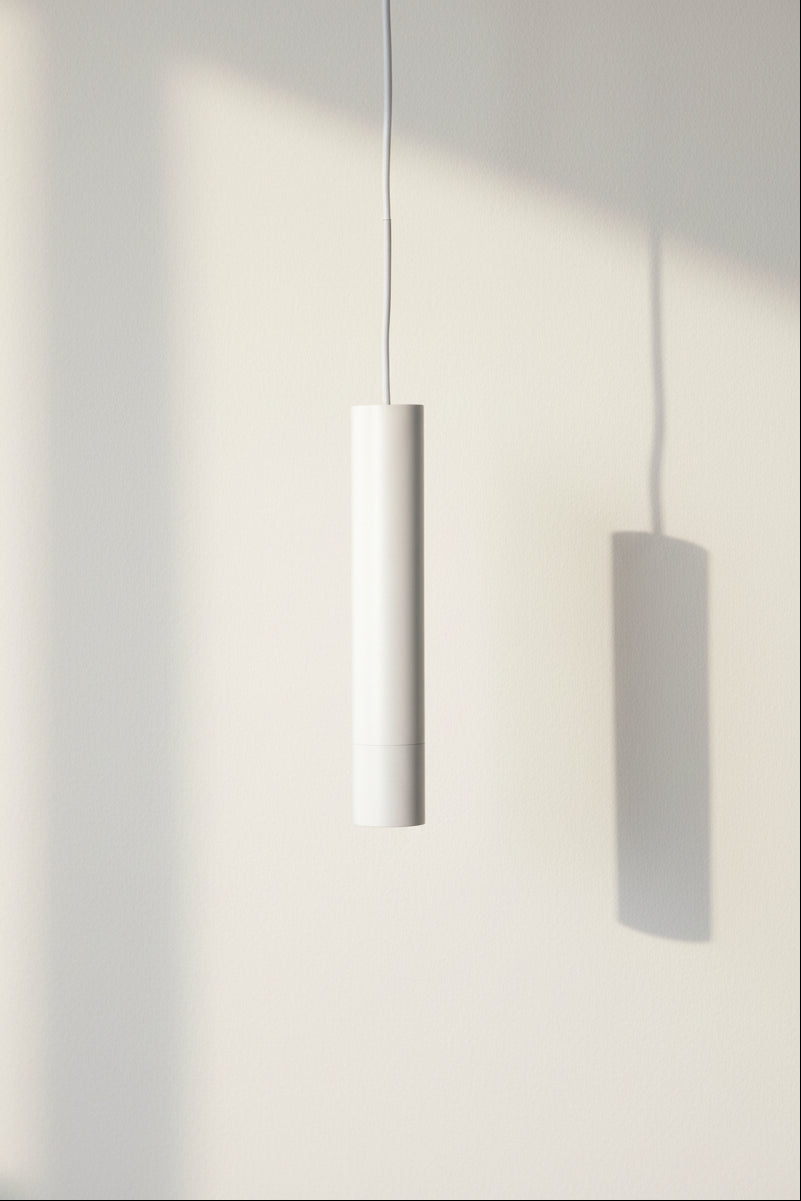 White cylindrical pendant light