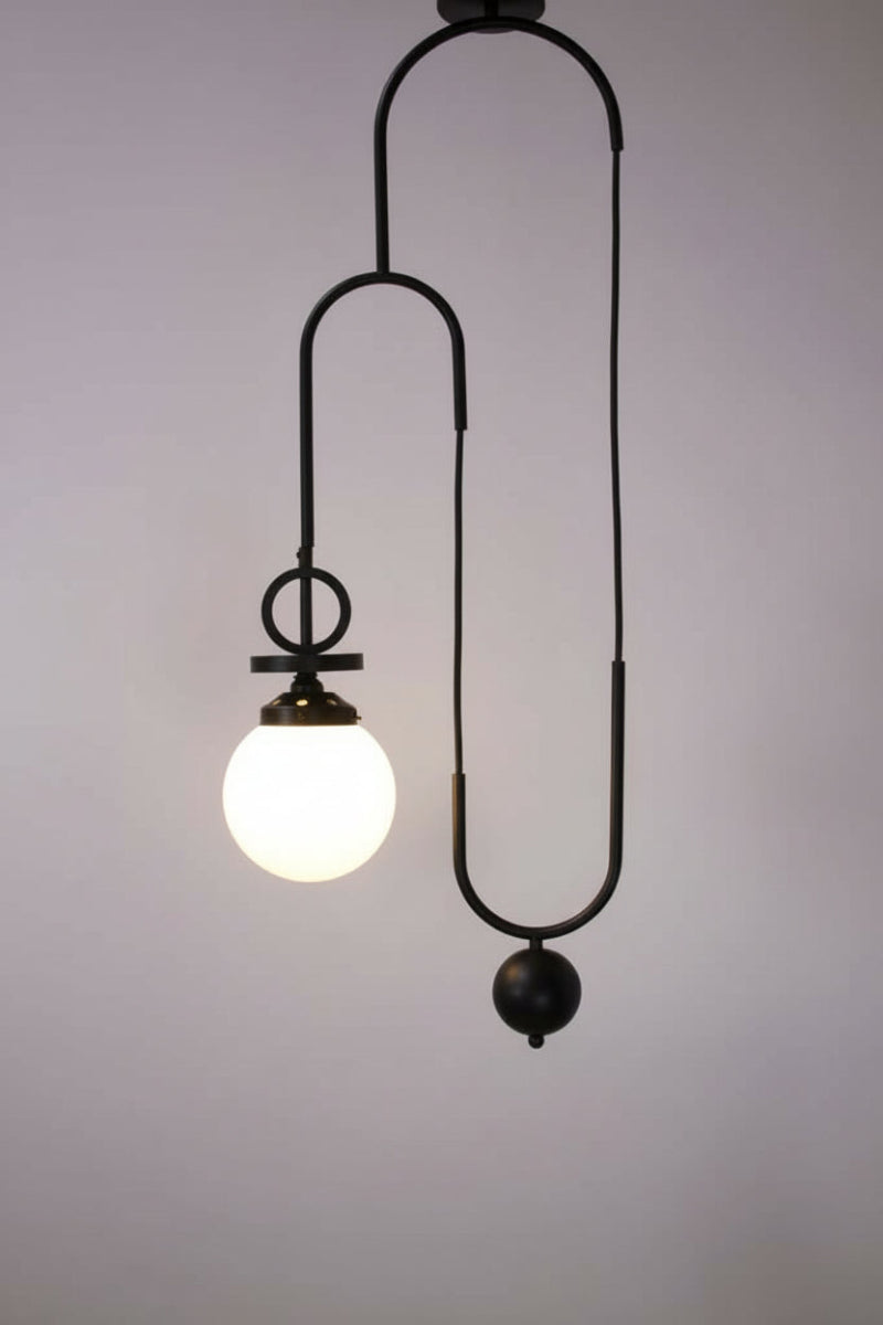 Black pendant with pully and disc deatiling