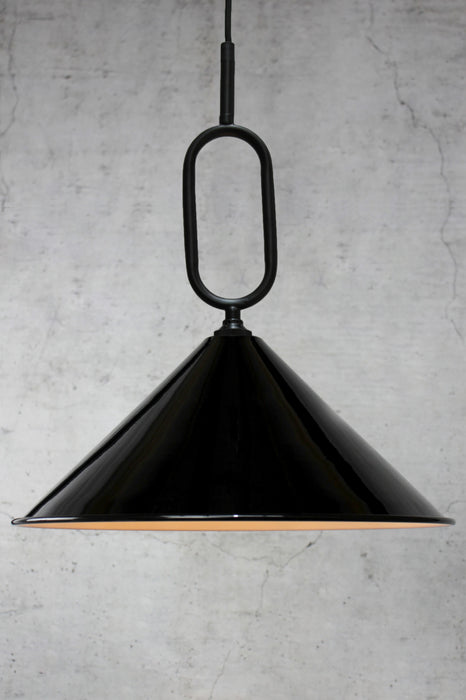 Black large shade Black Cone Loop Pendant Light