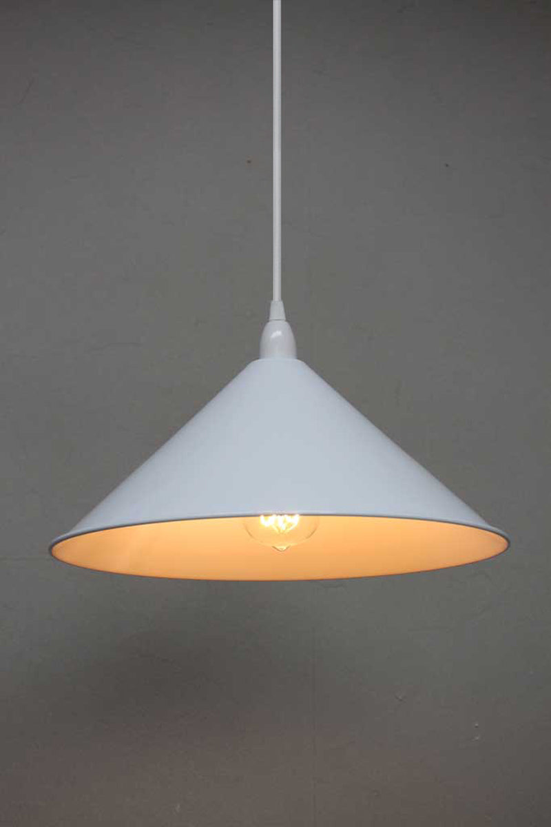 Large white cone shade with all white cord