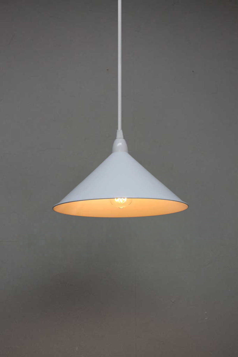 Small white cone shade with all white cord