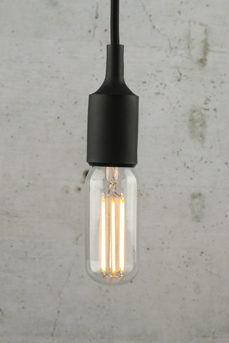 black bare bulb pendant light