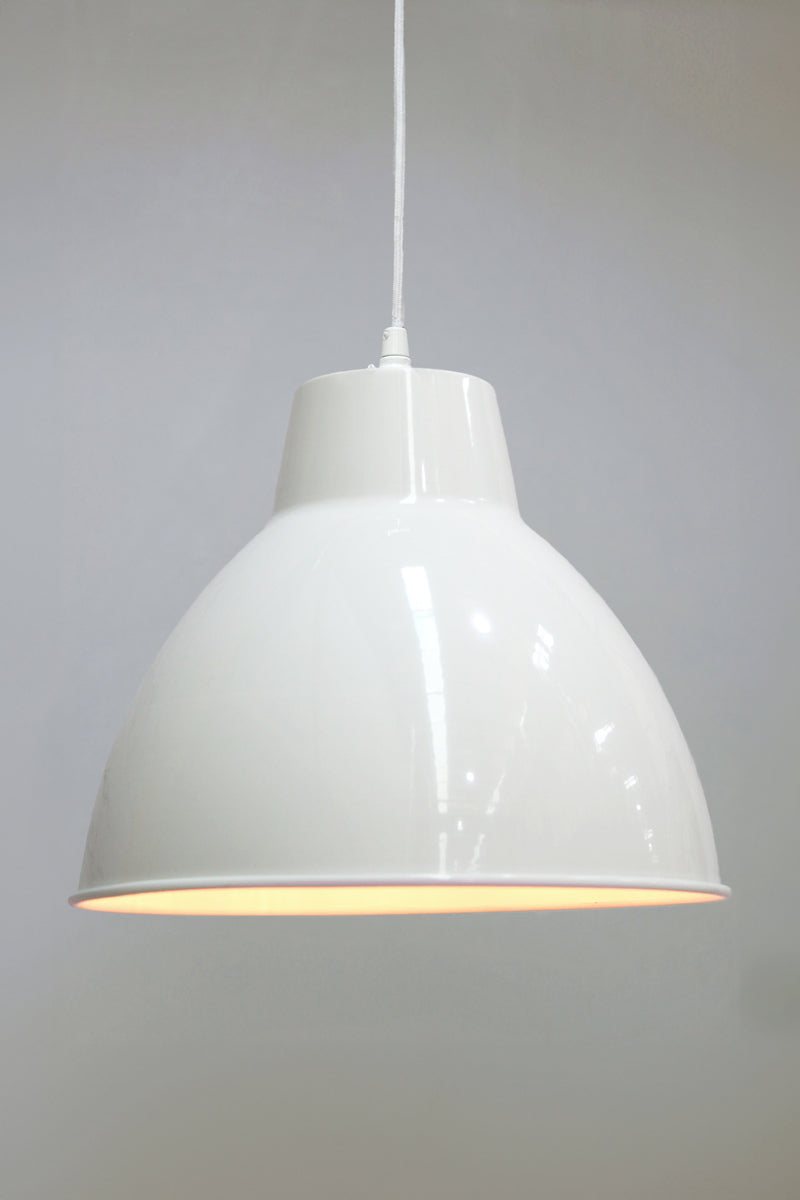 White loft pendant with white fabric cord
