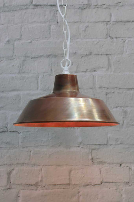 Brass Factory Pendant Light with top entry white chain