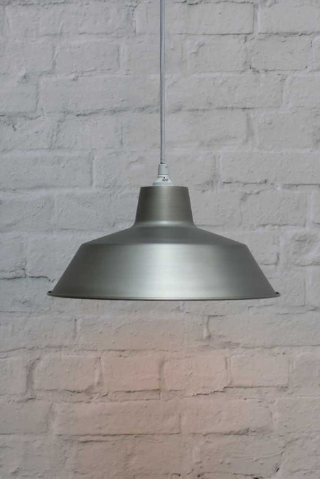 Vintage steel factory pendant light with white cord