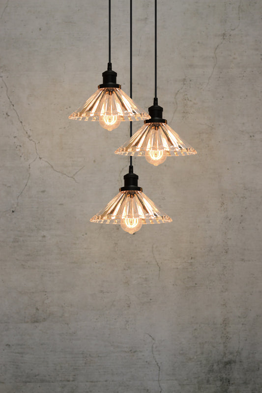Paris Pleated Glass Chandelier 3 drop