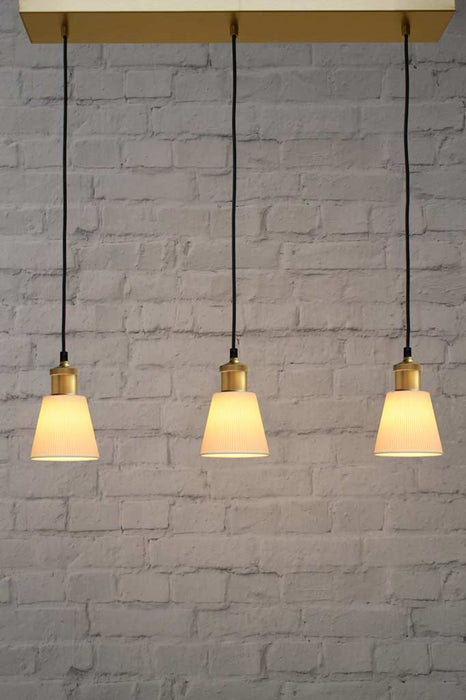 Forli Ceramic Linear Pendant Gold brass with small shades