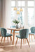 milaan ceramic chandelier with small shades over a dining table