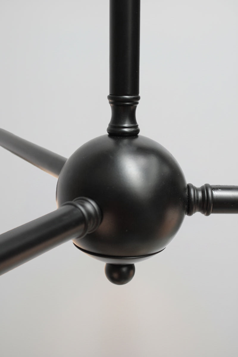 Detail of black finish chandelier