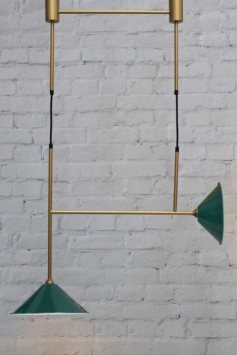 Federation green shades on A brass coloured frame