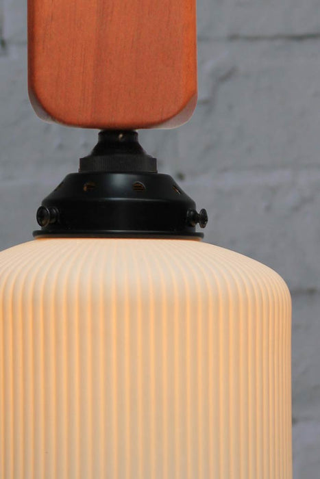 ceramic shade with woodtop pendant cord