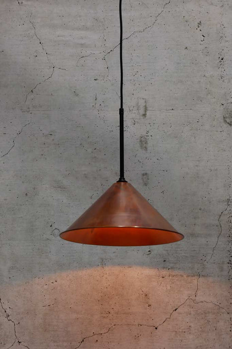 Cone Mod Pendant Light aged copper large shade