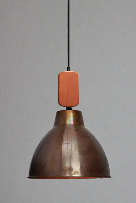 Loft Woodtop Pendant Light with copper shade