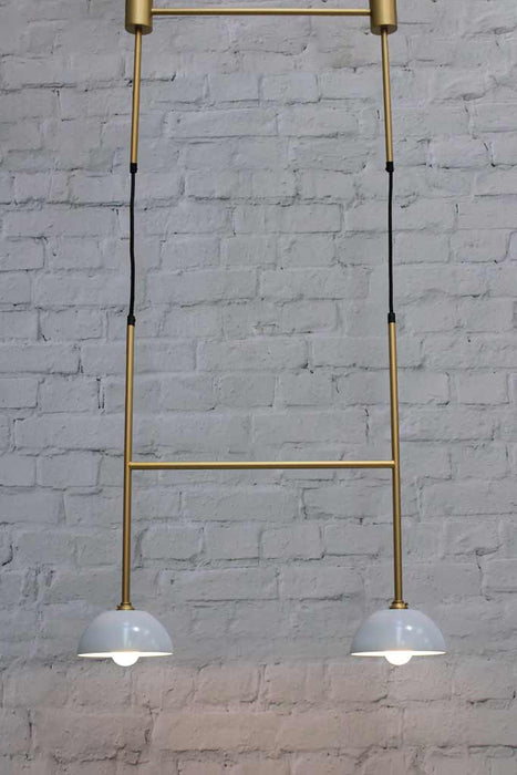 Junction Pendant Light B in gold with white shades