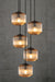 Amber reeded shades with 5  light configeration