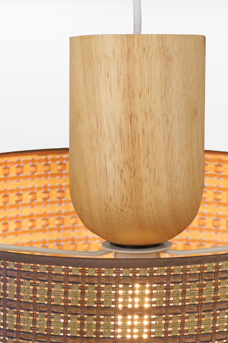 Natural wood pendant cord feature