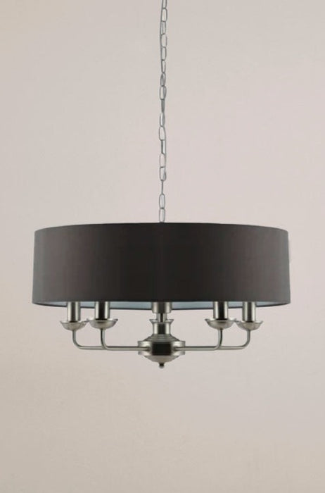 large chandelier with fabric shade