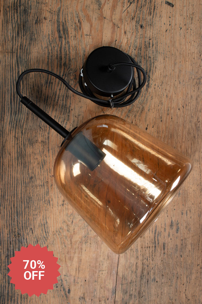 Seville Glass Pendant Light with accented with black metalware 