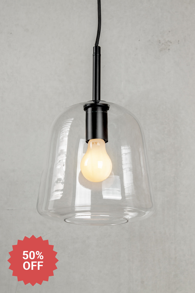 glass pendant light with a clear finish