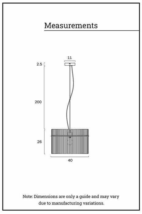 measurements of Chrysler Glass Rod Pendant