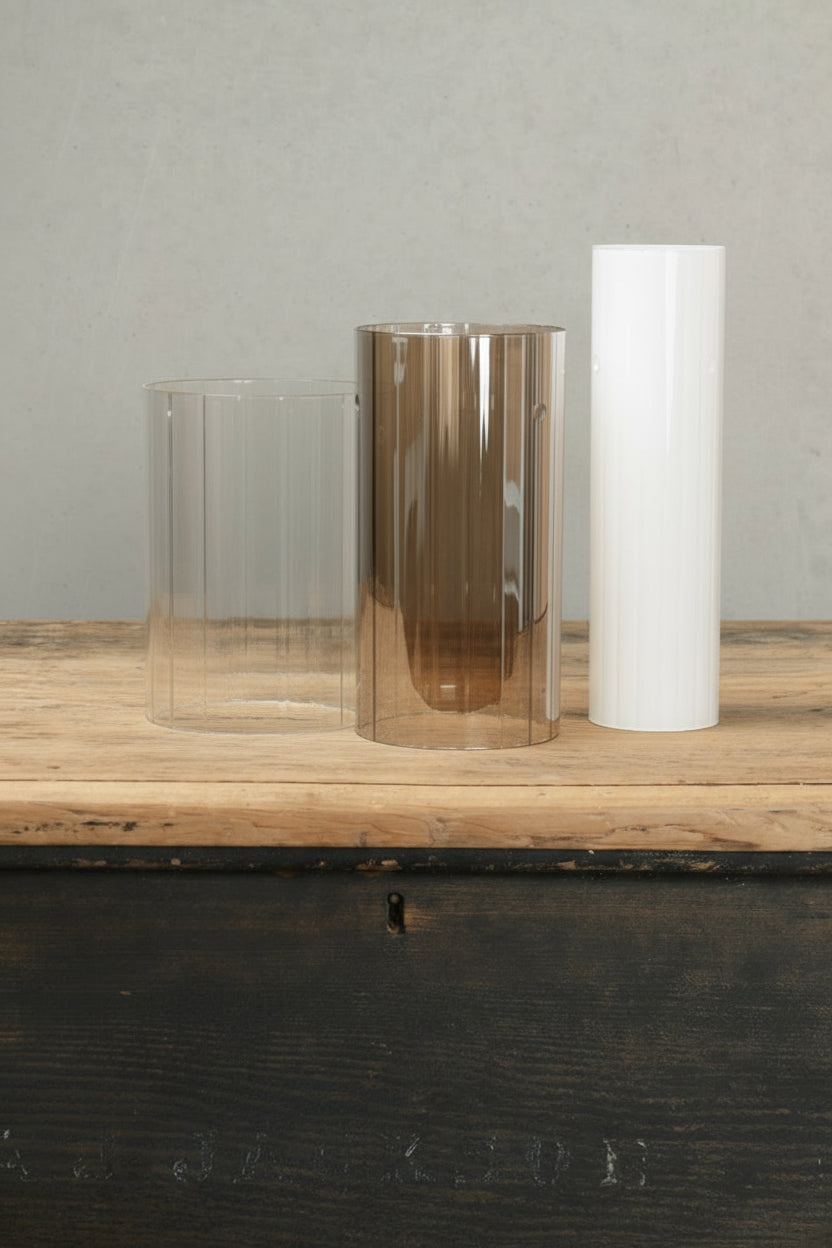 Three glass cylindars that create the layered shade. 
