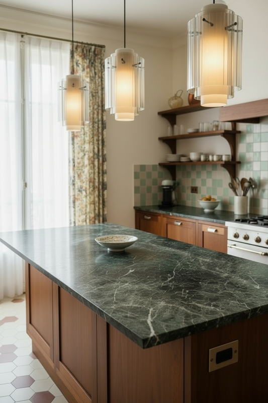 3 lights over the kitchen island 