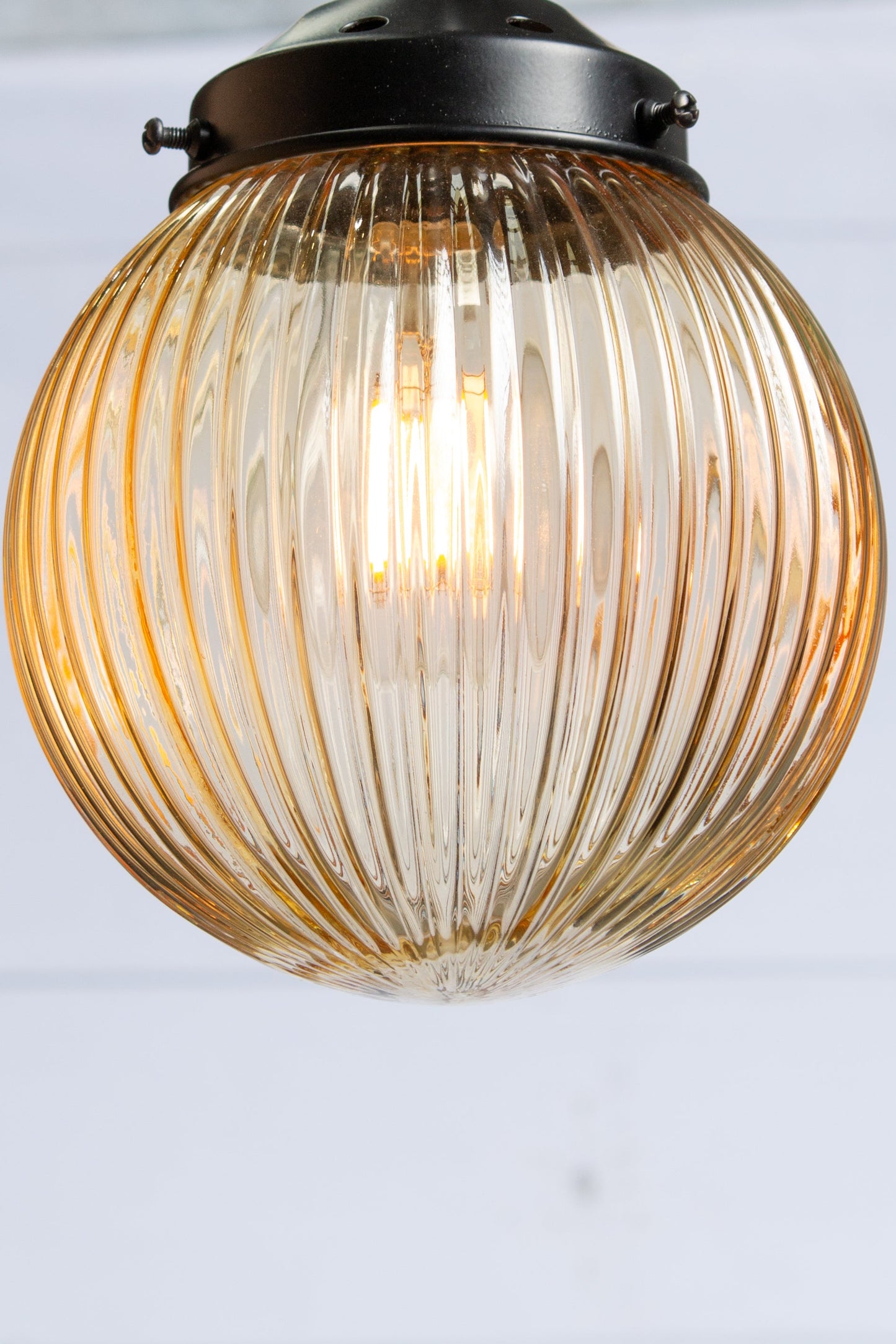 amber shade close up of reeded glass 