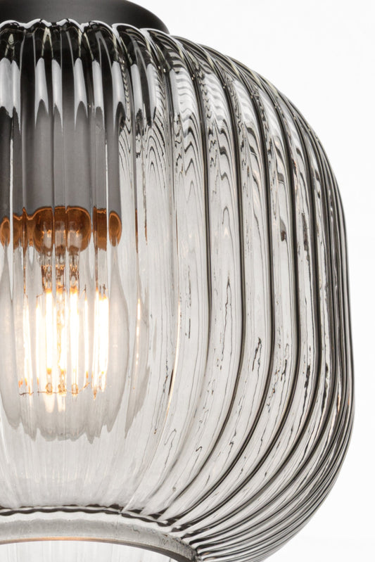 reeded glass in grey finish