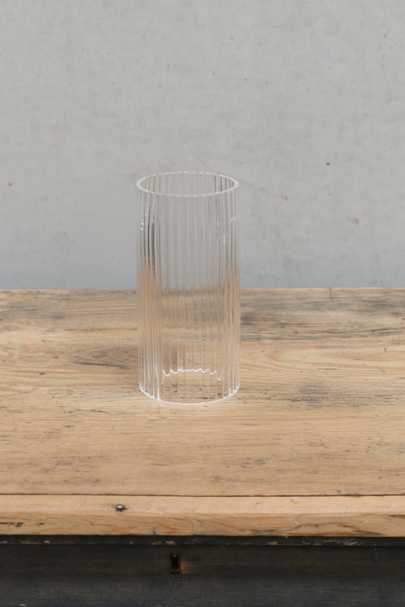 Reeded, clear glass shade