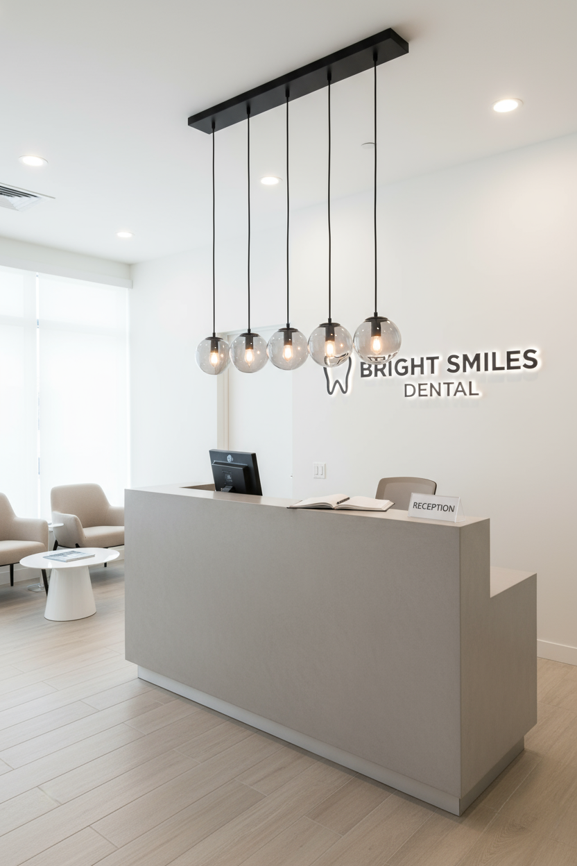 5 light multi light over reception desk