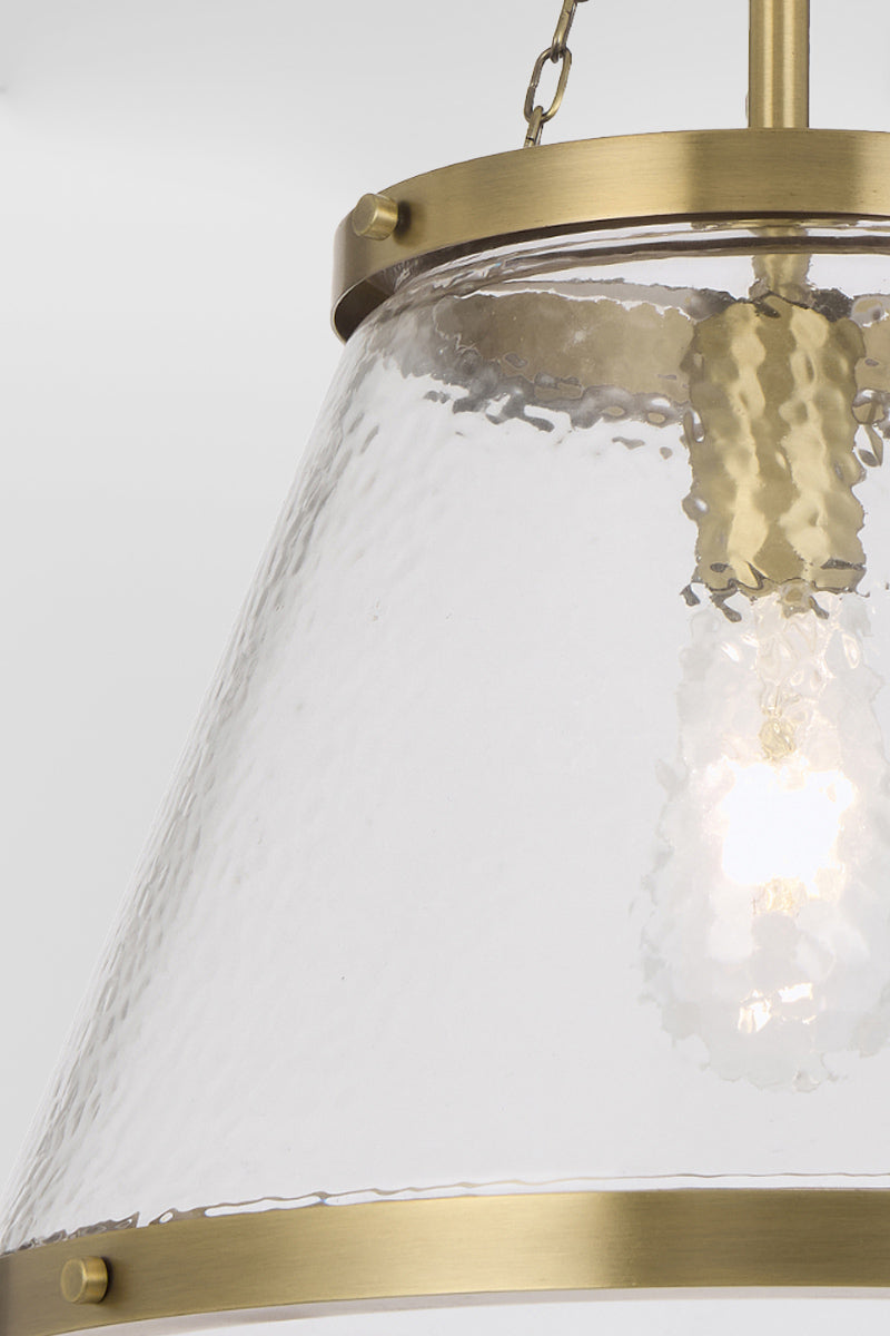 Close up of the texture clear glass shade.