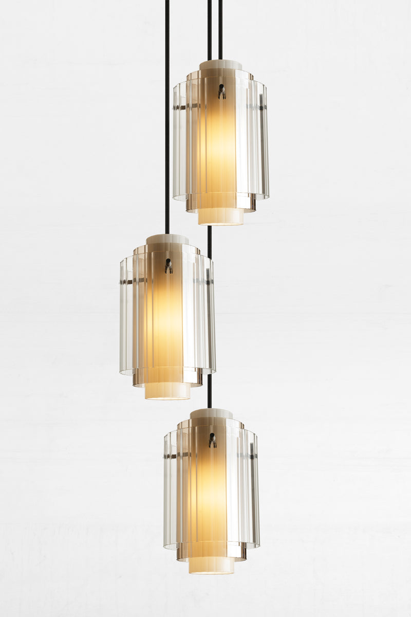 3 Drop layered glass pendant light.