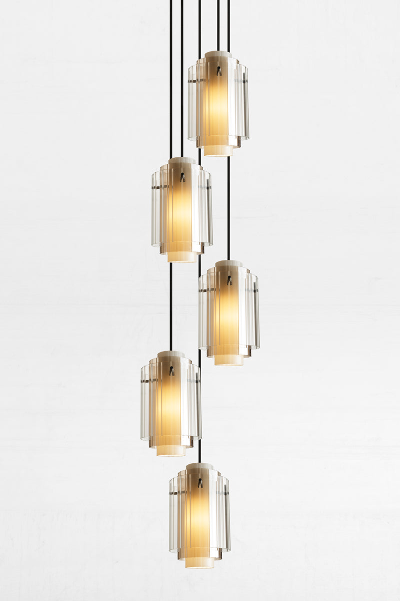 5 Drop layered glass pendant light.
