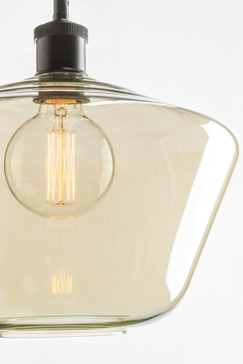 Close up of shade A, the large champagne finished shade 