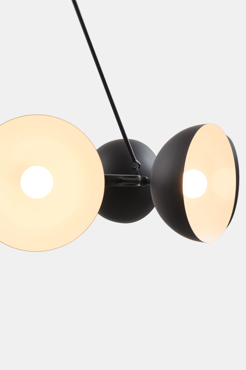 Close up of the black done shade with white inner. 