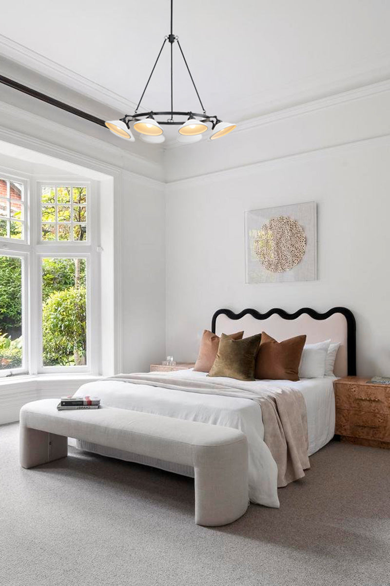 crafted from ceramic, swivel lampholders allow for directional lighting and personalised styling in bedroom