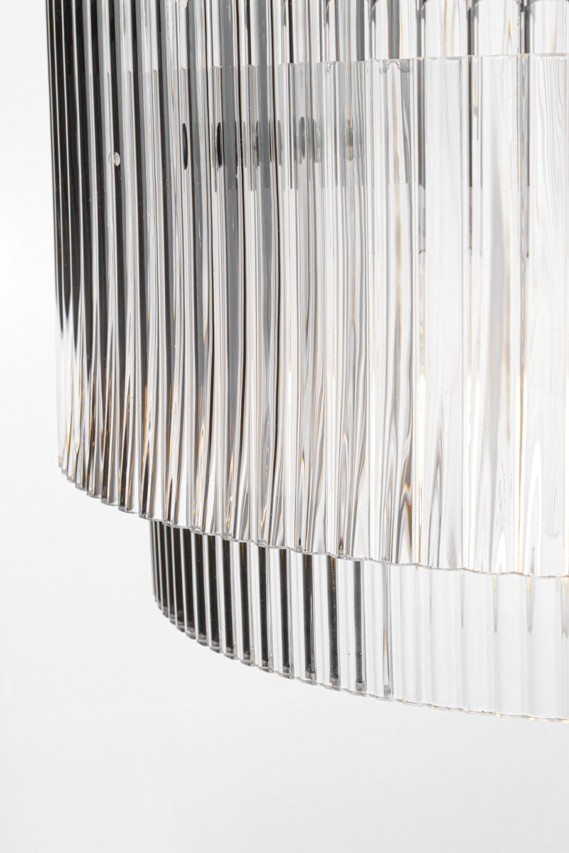 Close up of the clear fluted glass shades. 