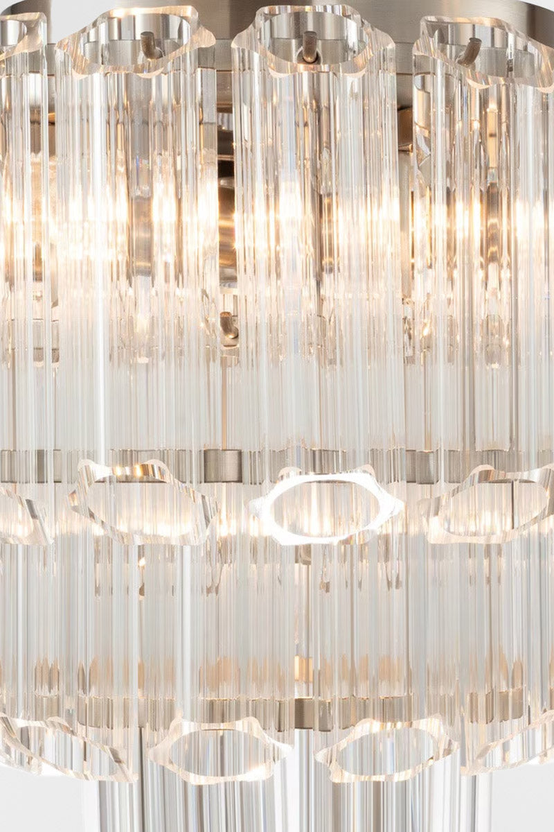 Close up of the medium glass chandelier shades.