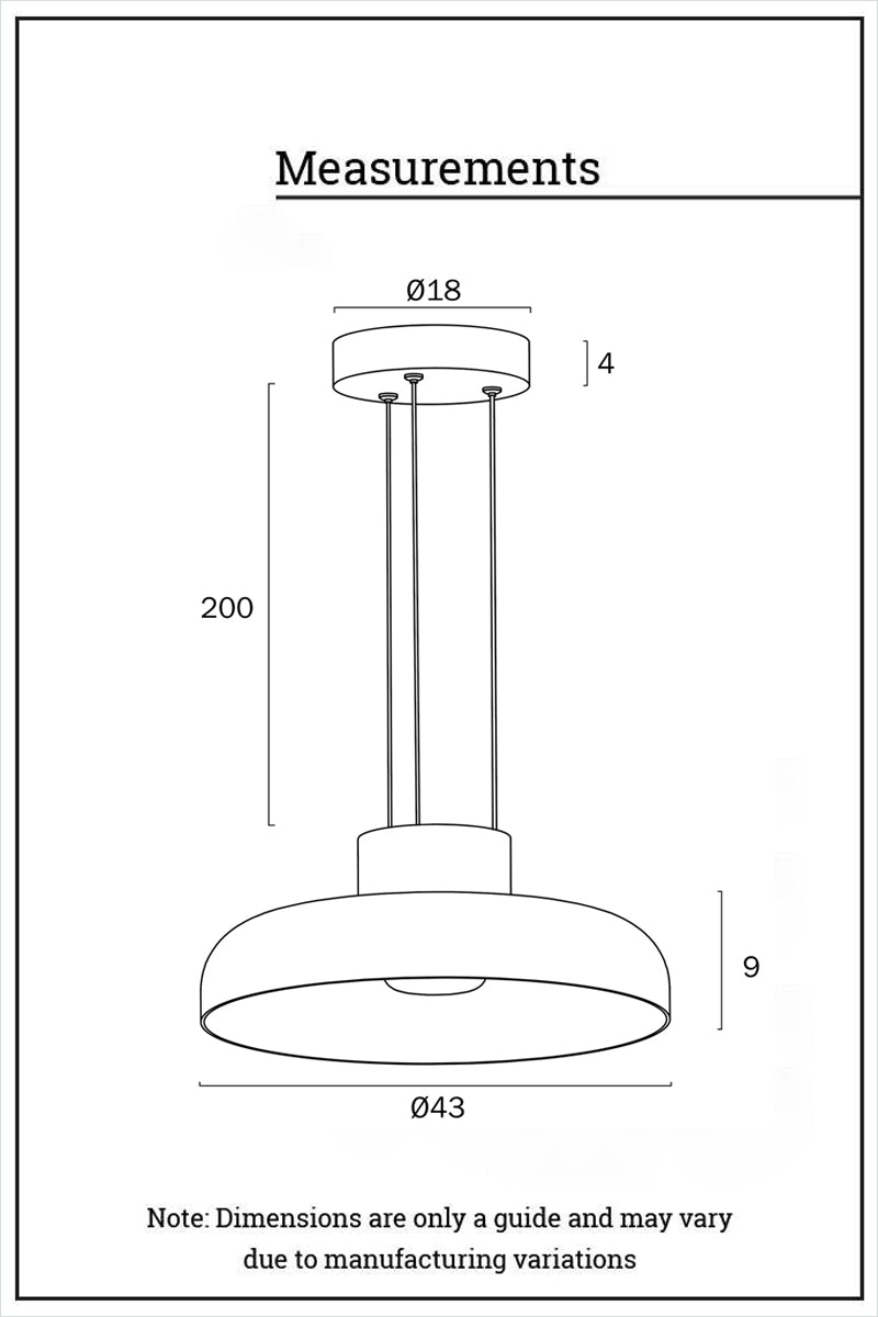 Dimension illustration of the large LED pendant light