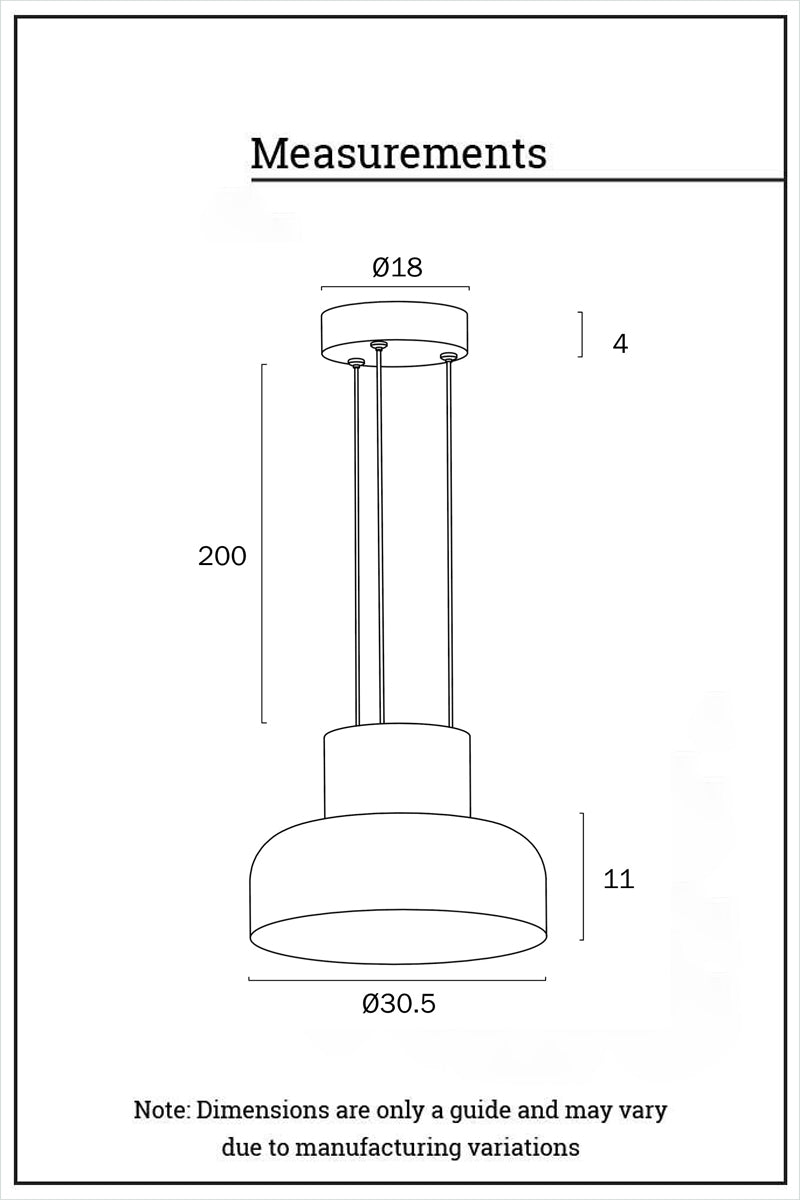 Dimension illustration of the small LED pendant light