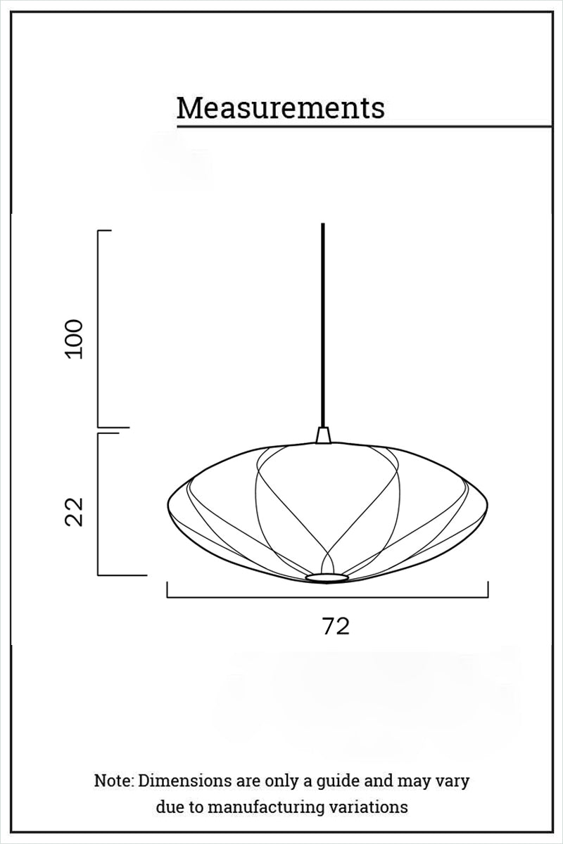 Dimension illustration of large P1609 pendant light. 