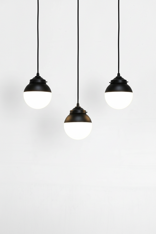 Black pendant cord with black gallery and shade