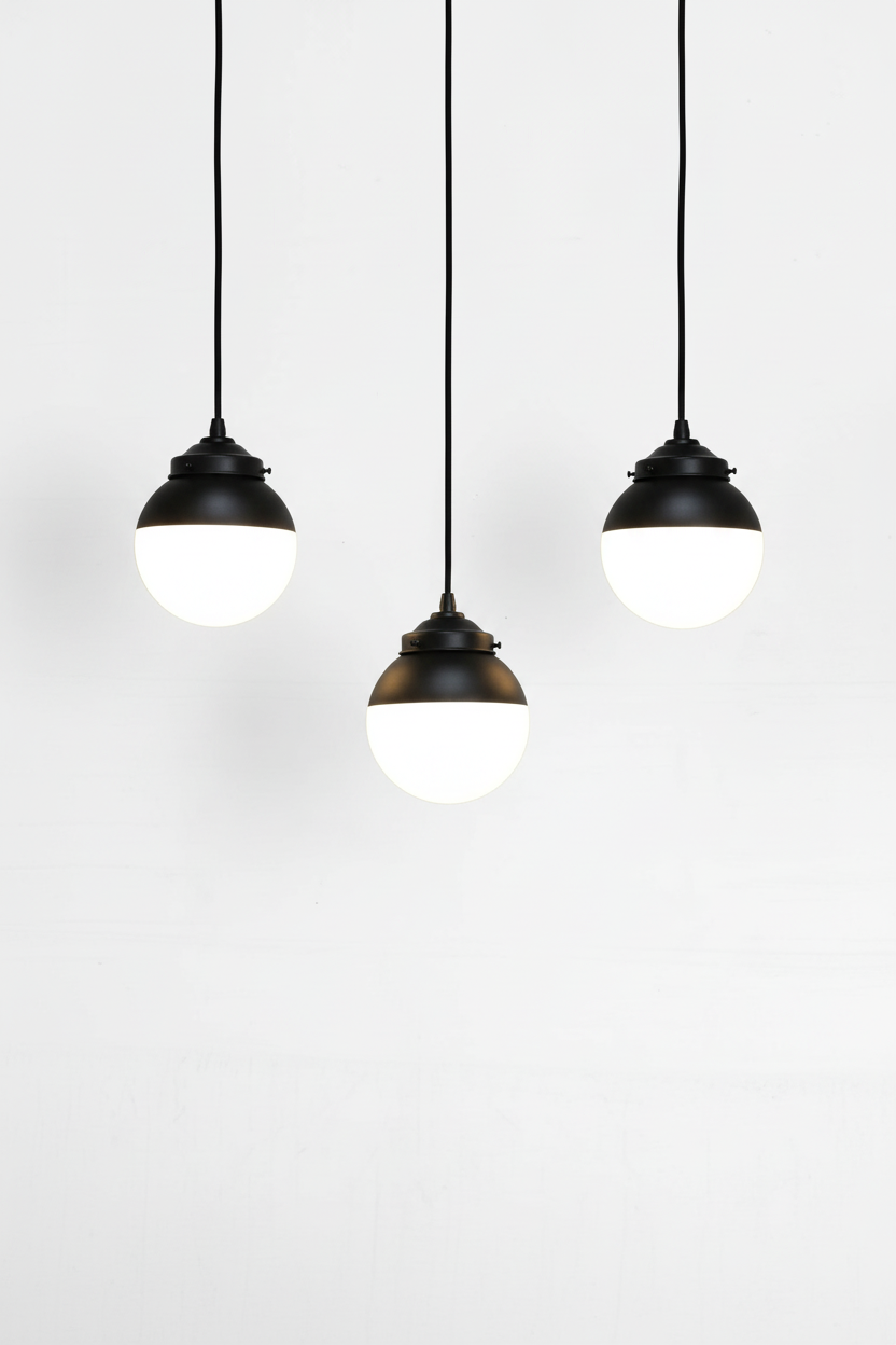 Black pendant cord with black gallery and shade