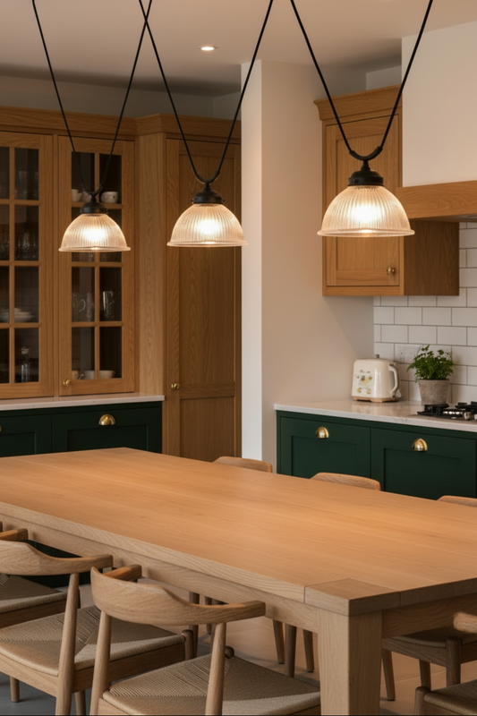 3 pendants over kitchen table