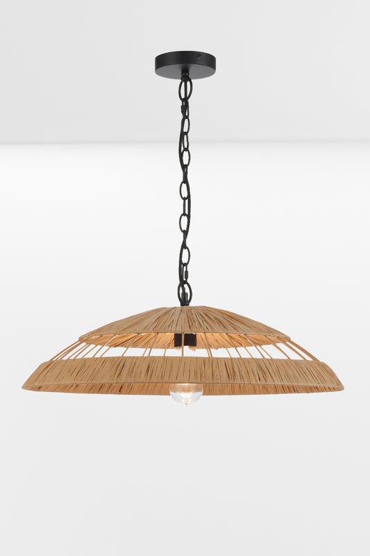 Medium woven shade with black chain/cord pendant cord
